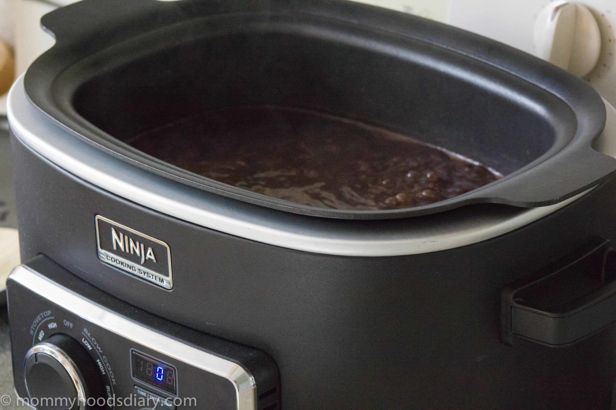 Black Bean Soup being cooked at a Ninja cooking system