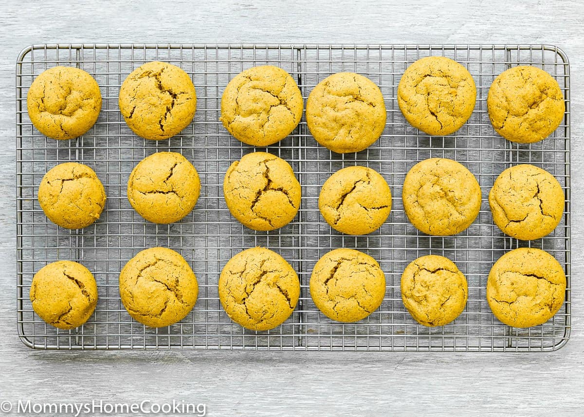 Eggless Pumpkin Cookies on a cooling rack.