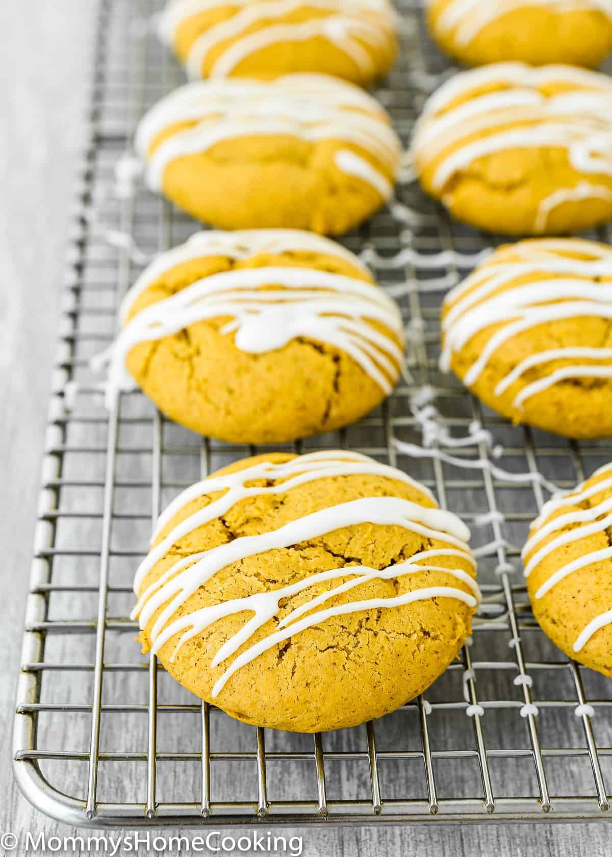 Eggless Pumpkin Cookies on a cooling rack.