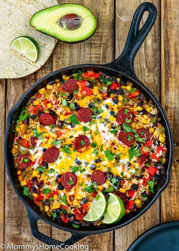 This Chorizo Burrito Skillet is incredibly easy to pull off and tastes extraordinary! A family-pleasing meal that is ready in 30 minutes. https://mommyshomecooking.com