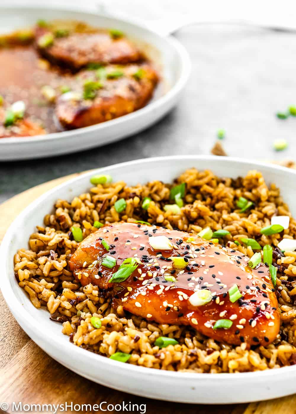 Easy Asian-Style Chicken Breast in a plate with rice
