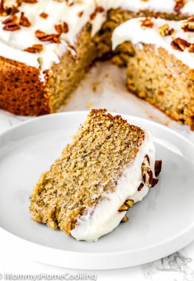 slice of Eggless Banana Cake on a plate