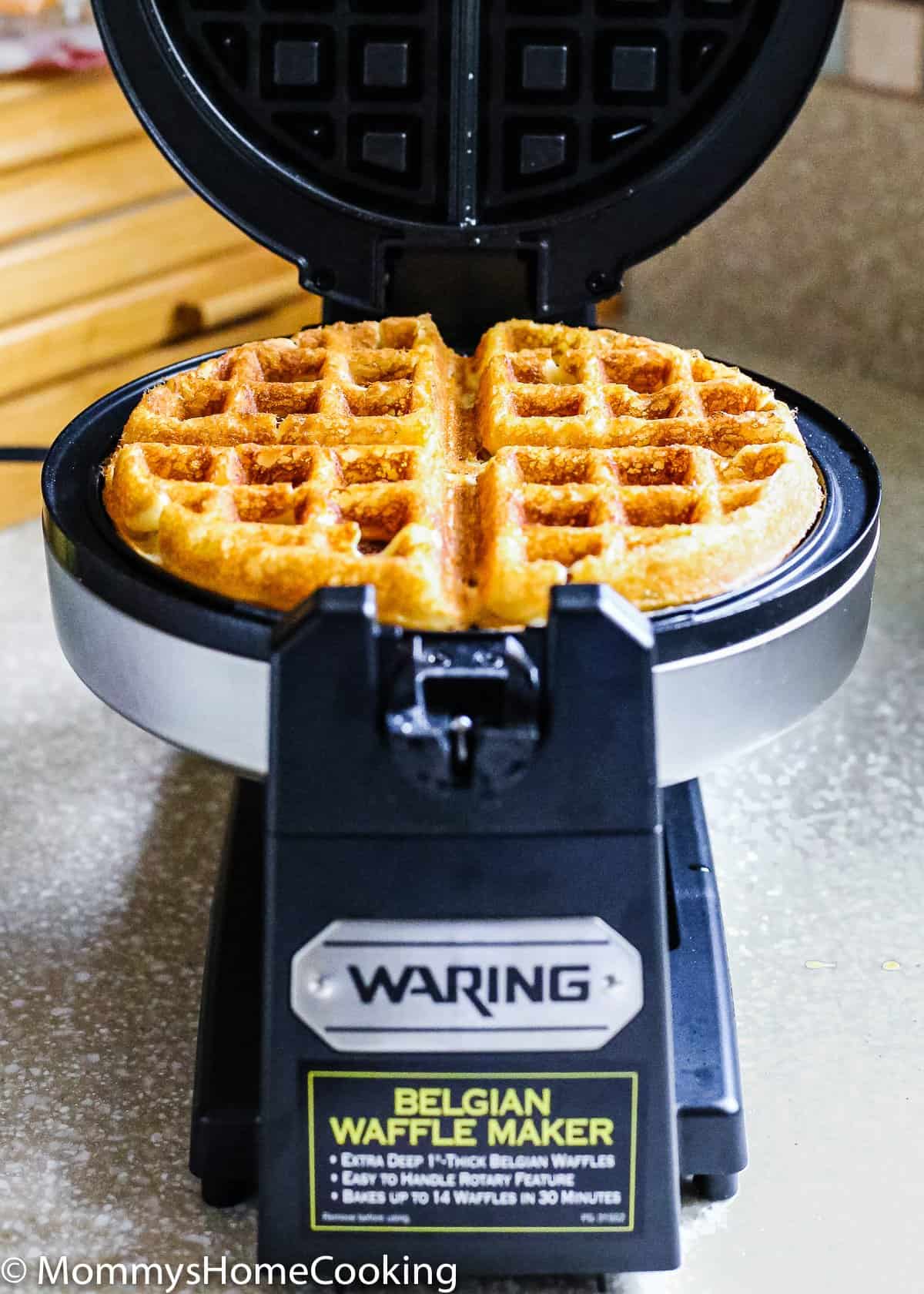 eggless waffle in a waffle maker