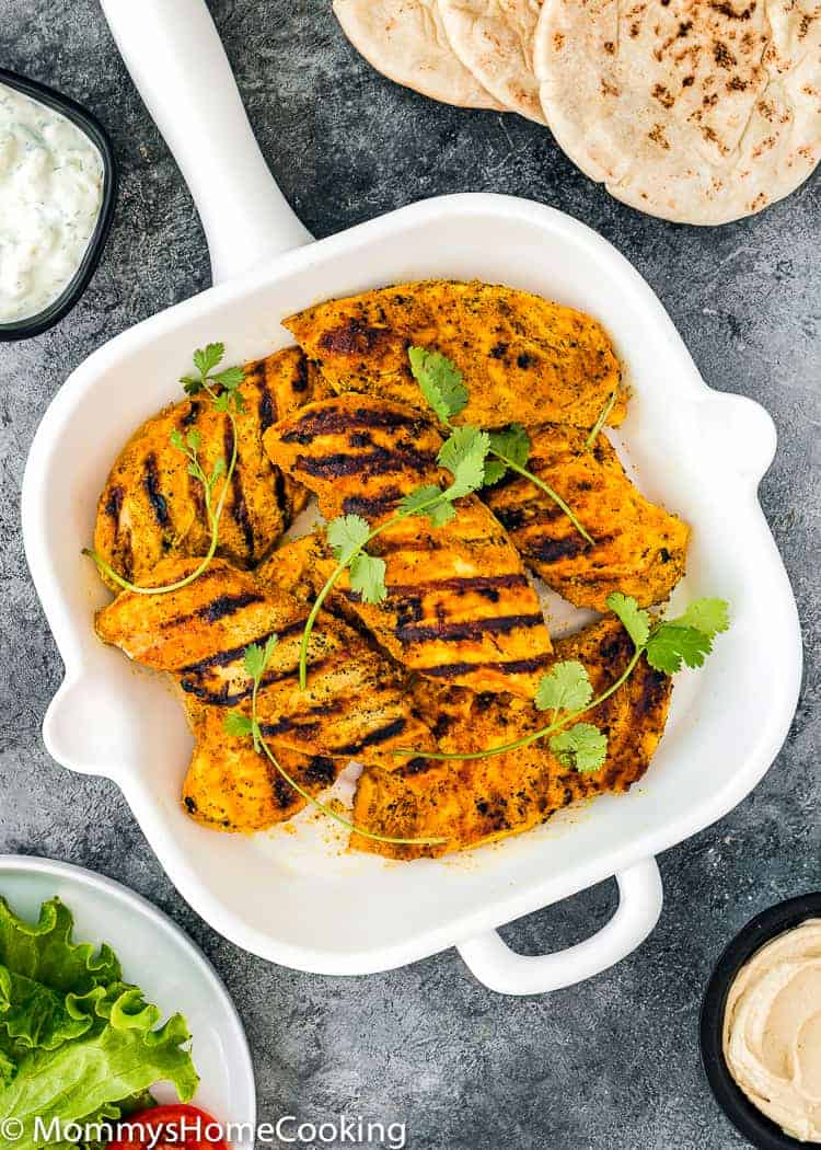 Easy Grilled Chicken Shawarma in a skillet skillet 