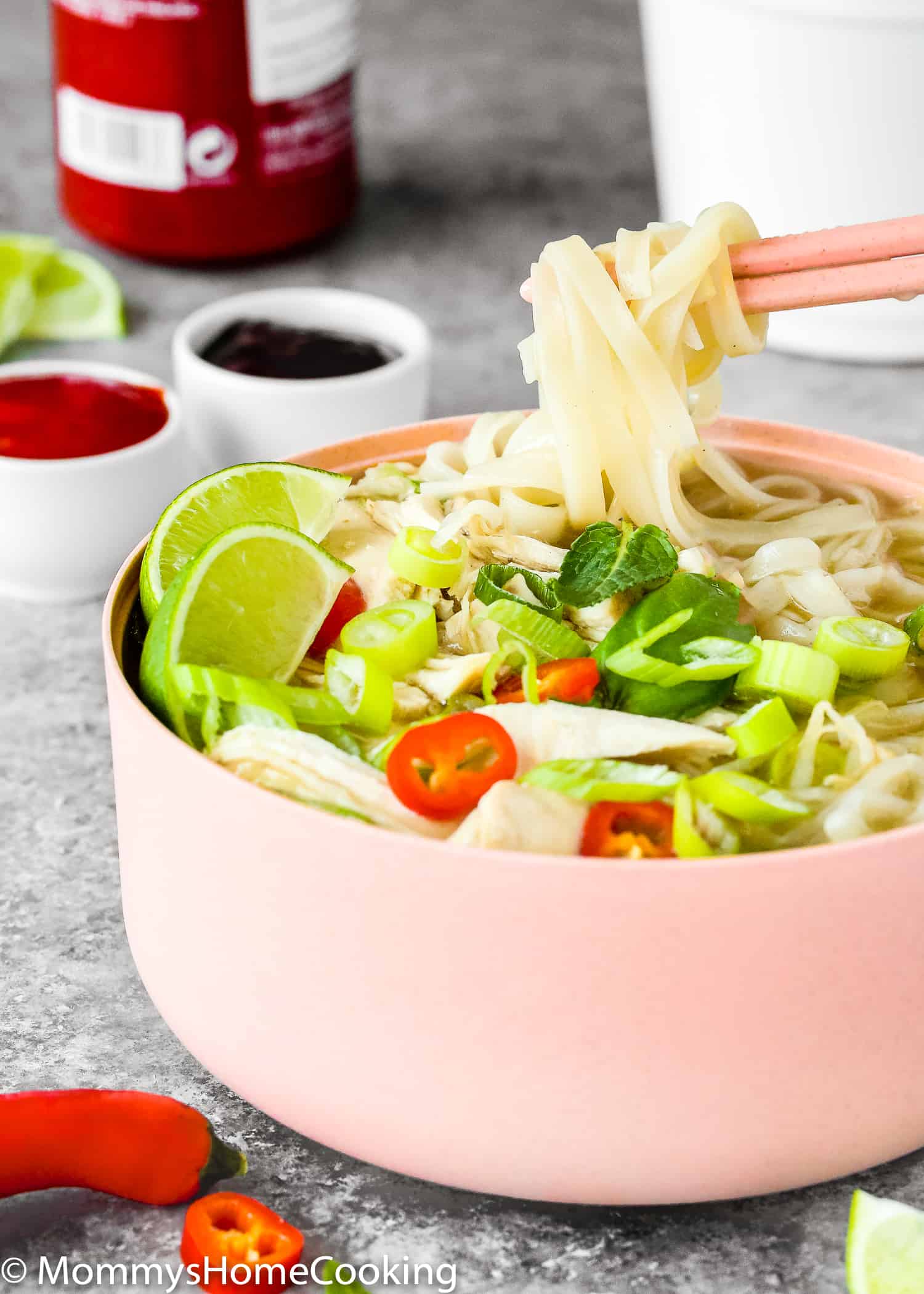 This Easy Instant Pot Chicken Pho is light, fragrant and totally delicious! Made from scratch and in a fraction of the time, this Vietnamese soup recipe takes 30 minutes to make thanks to the pressure cooker's magic. https://mommyshomecooking.com