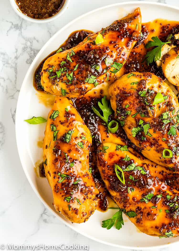 Mustard Glazed Chicken Breasts garnished with parsley