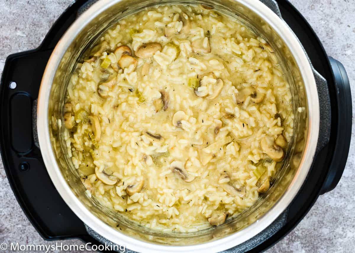 cooked risotto in a pressure cooker