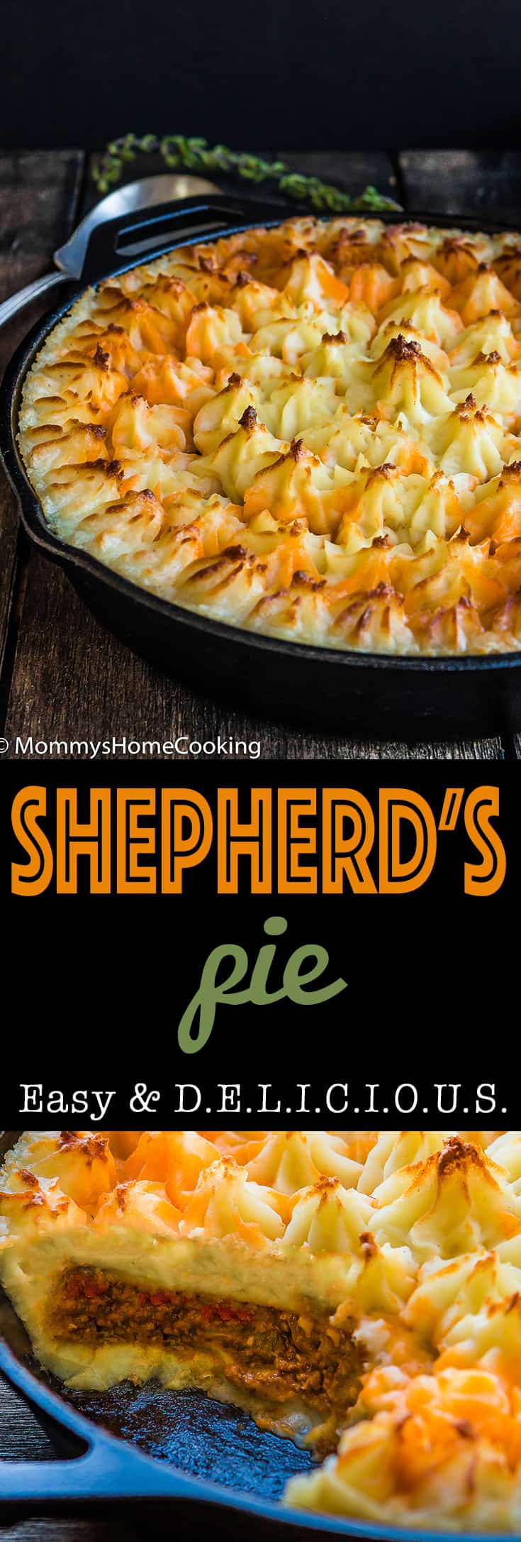 Shepherd's Pie is a complete, comforting, and scrumptious meal full of flavor! Made from scratch with Parmesan mashed potatoes and baked to perfection. https://mommyshomecooking.com