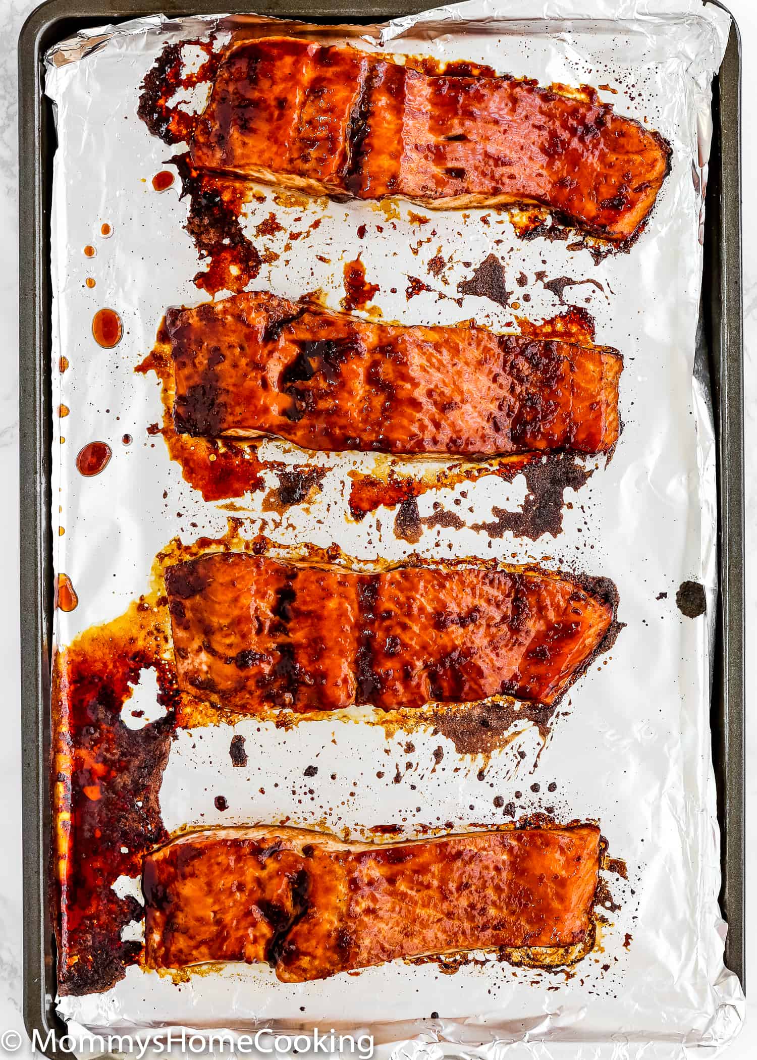 Teriyaki Salmon  in a baking tray