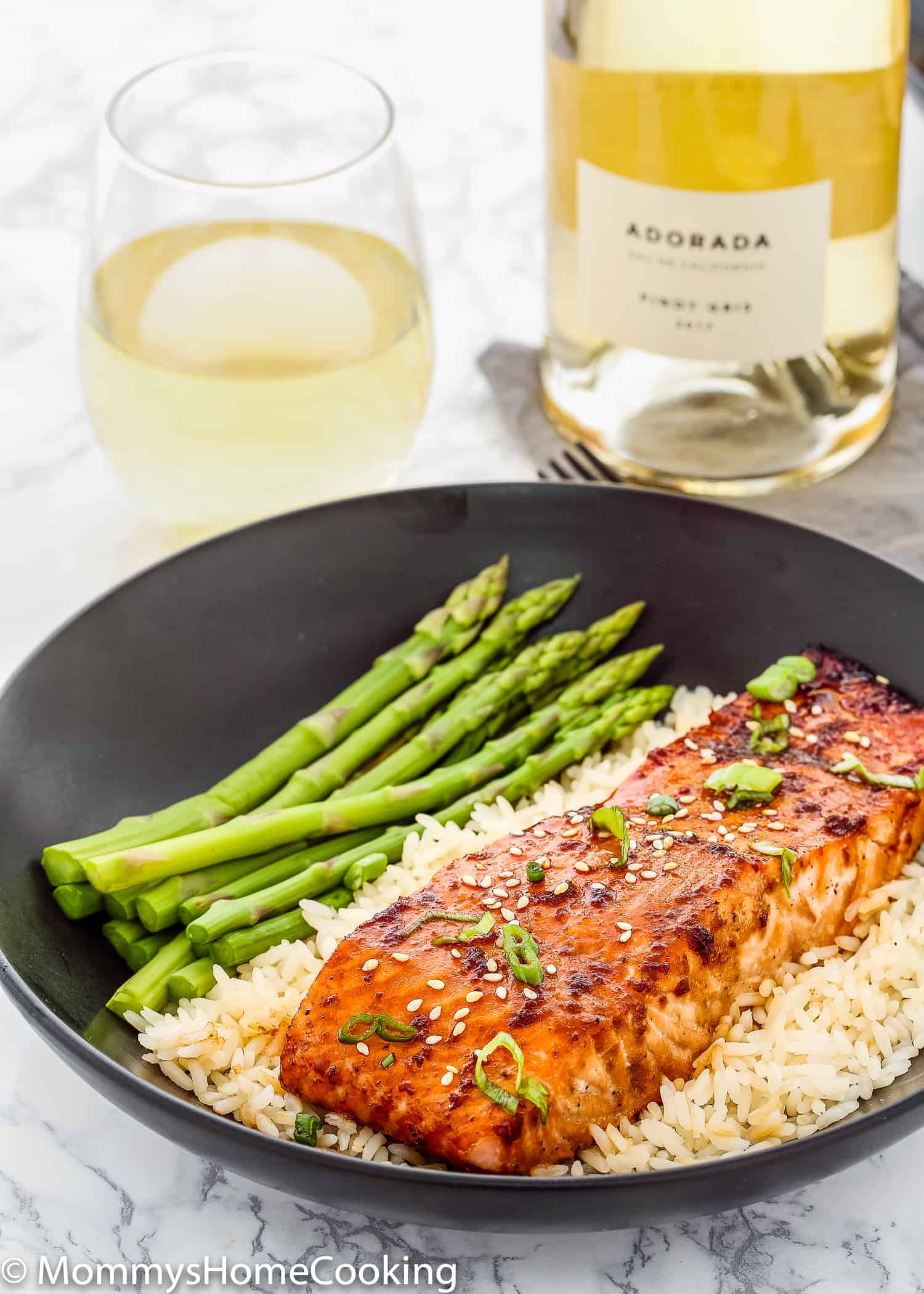 Teriyaki Salmon garnished with chopped green onions