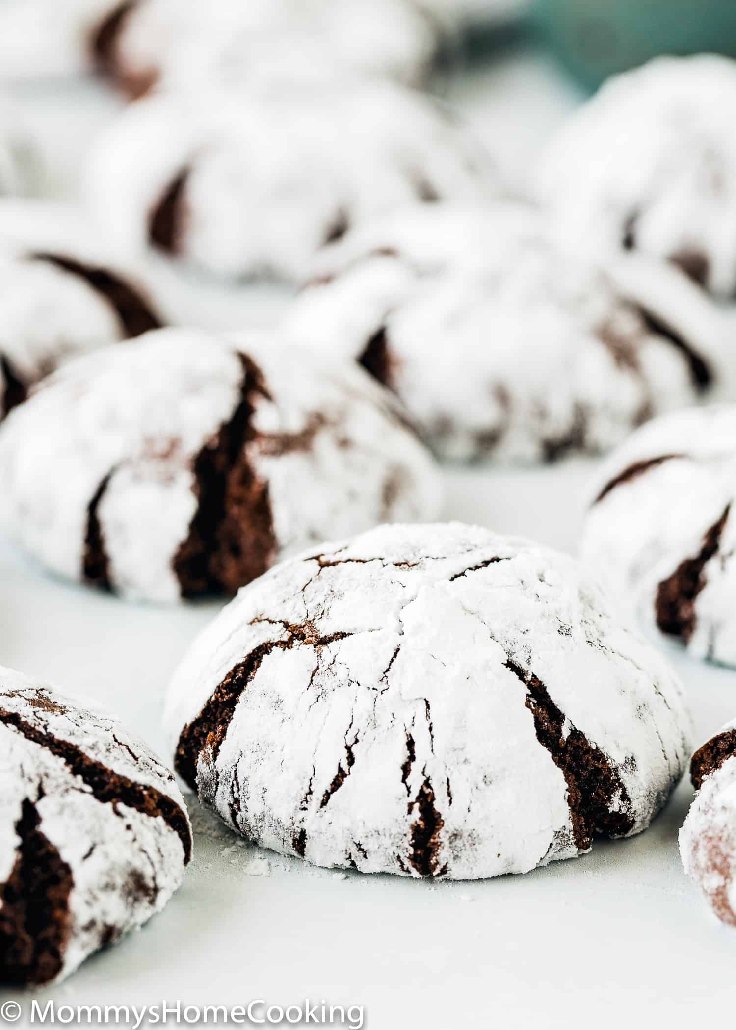 Eggless Chocolate Crinkle Cookies over a white surface