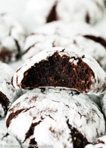 bitten Eggless Chocolate Crinkle Cookie showing inside texture