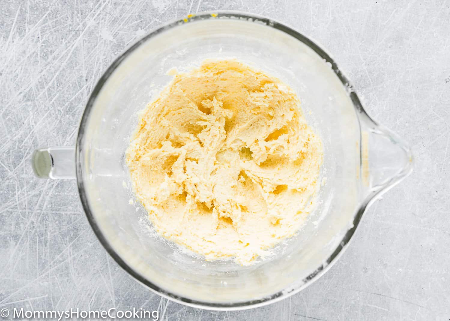creamed butter and sugar in a bowl.