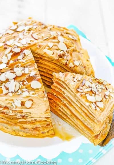 Sliced Eggless Dulce de Leche Crepe Cake