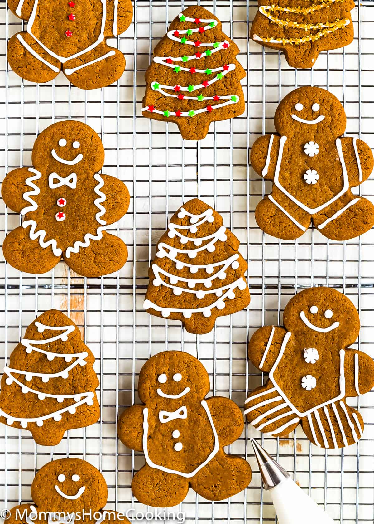 Eggless Gingerbread Cookies over a cooling rack.