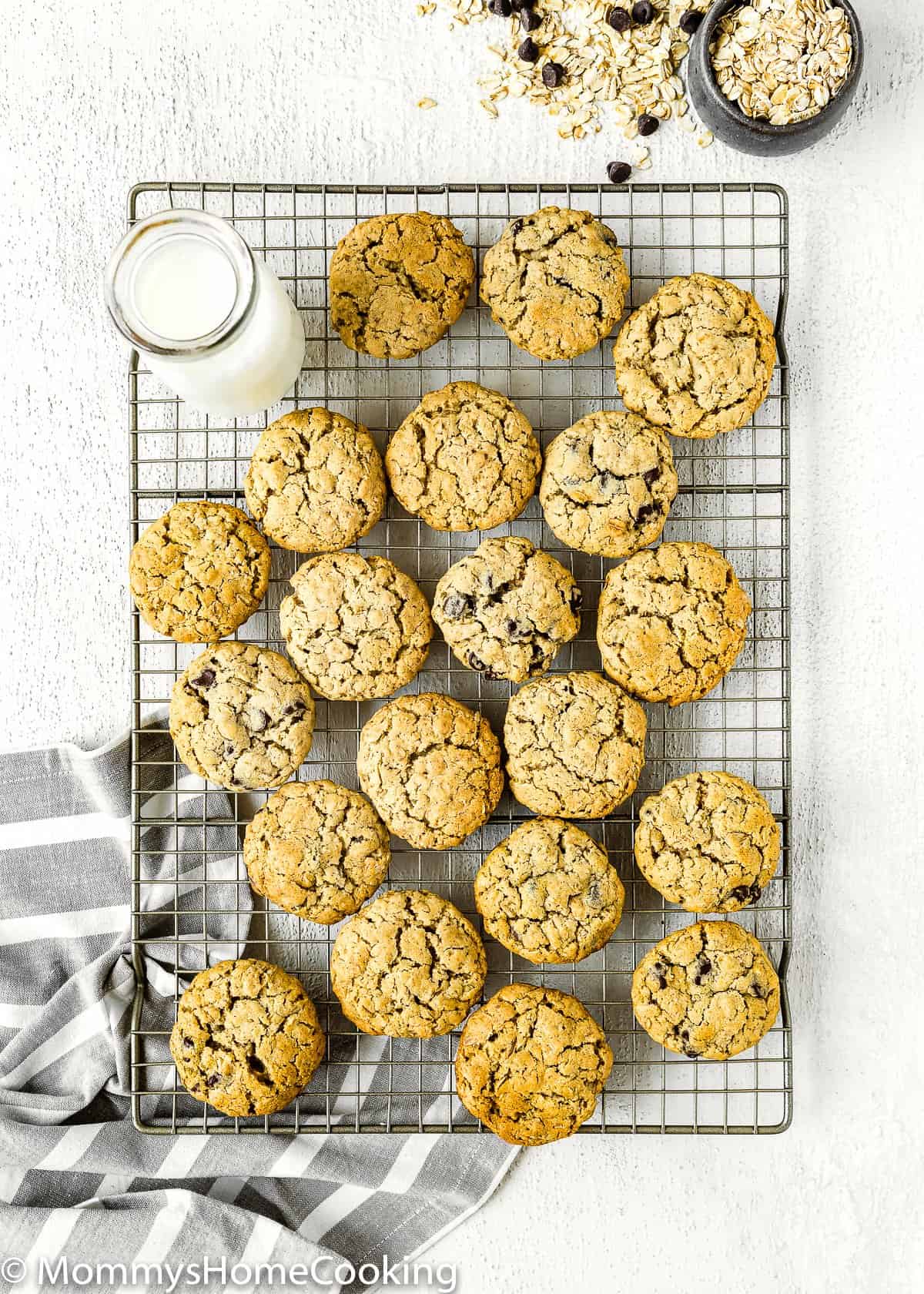overview of Eggless Oatmeal Cookies on a rack