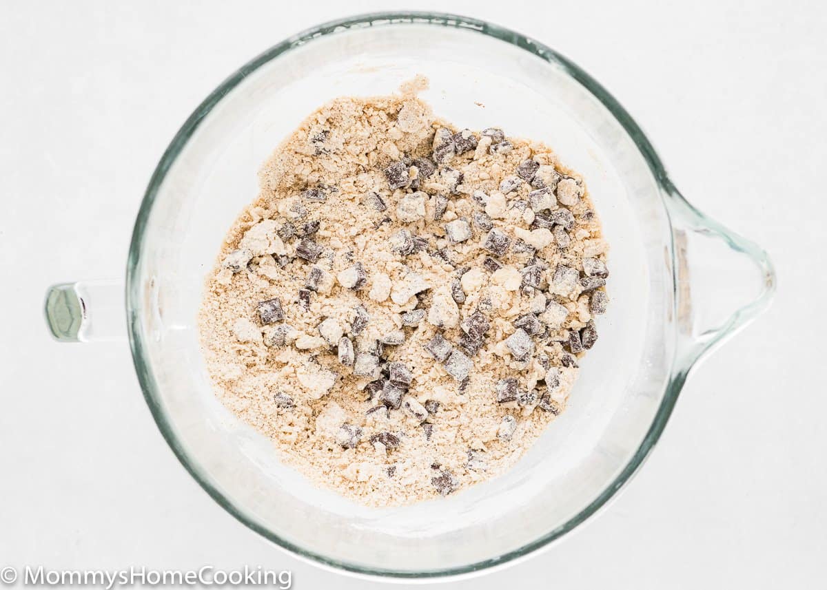 Eggless Cookies dough in the making in a stand mixer bowl.