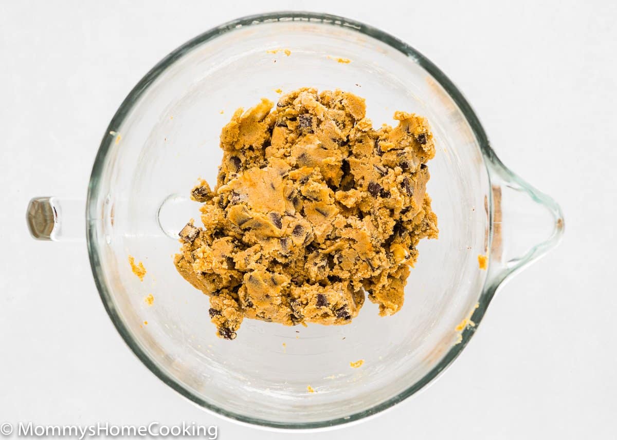 Eggless Pumpkin Chocolate Chip Cookies dough in a bowl.