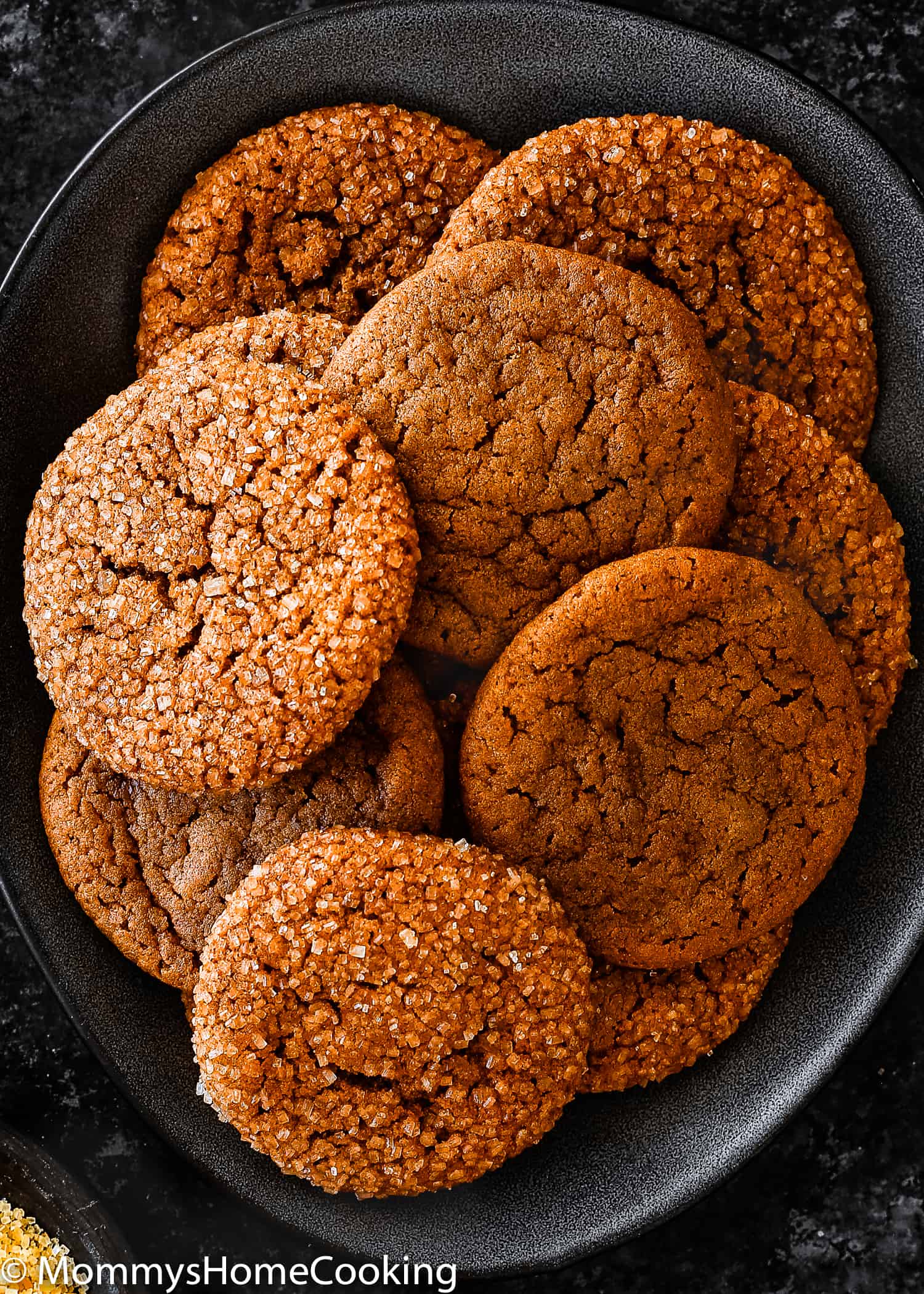 overhead view of egg-free Soft Molasses Cookies