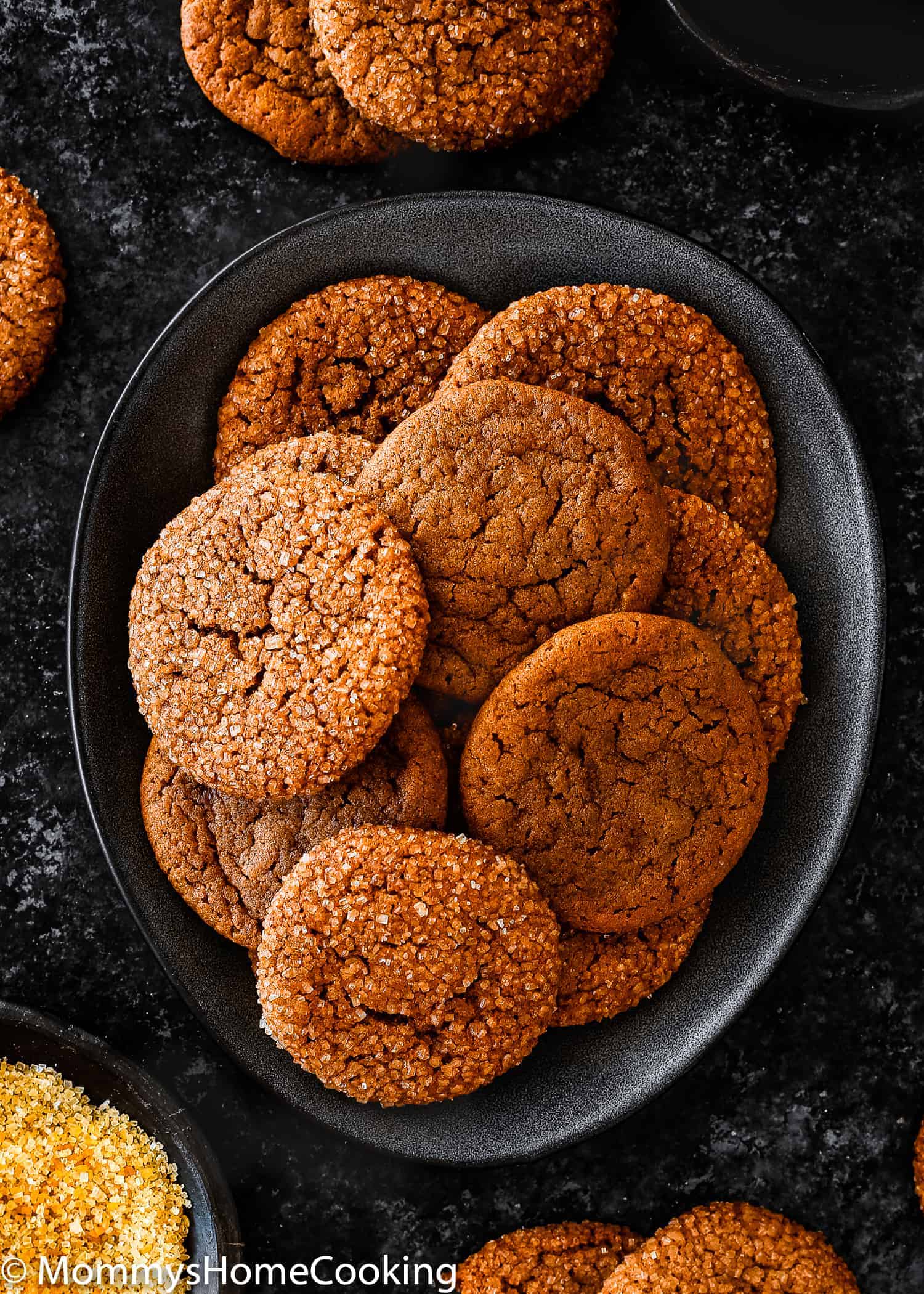 Eggless Soft Molasses Cookies on a black plate