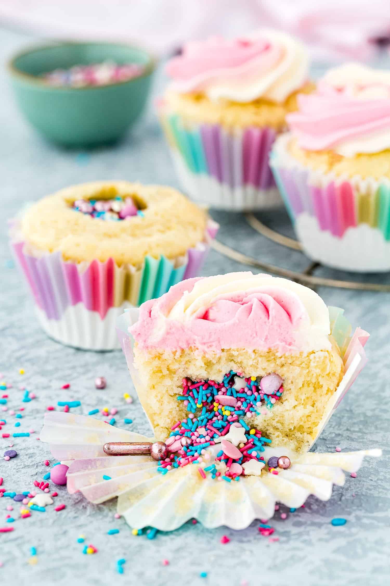 Eggless Sprinkle Surprise Cupcakes 085 Edit