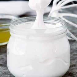 Homemade Eggless Marshmallow Fluff in a jar