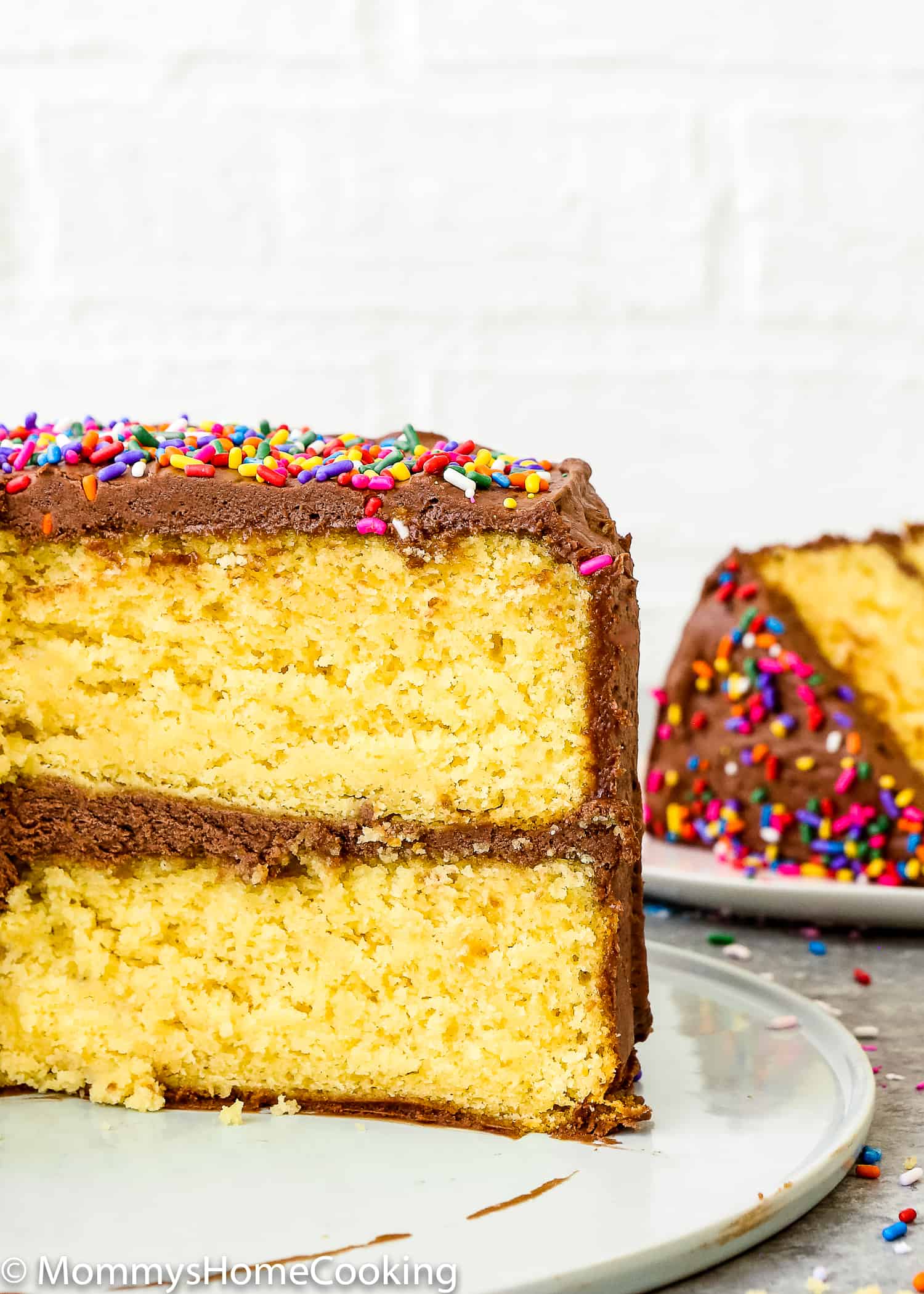 two layer cake mix cake sliced