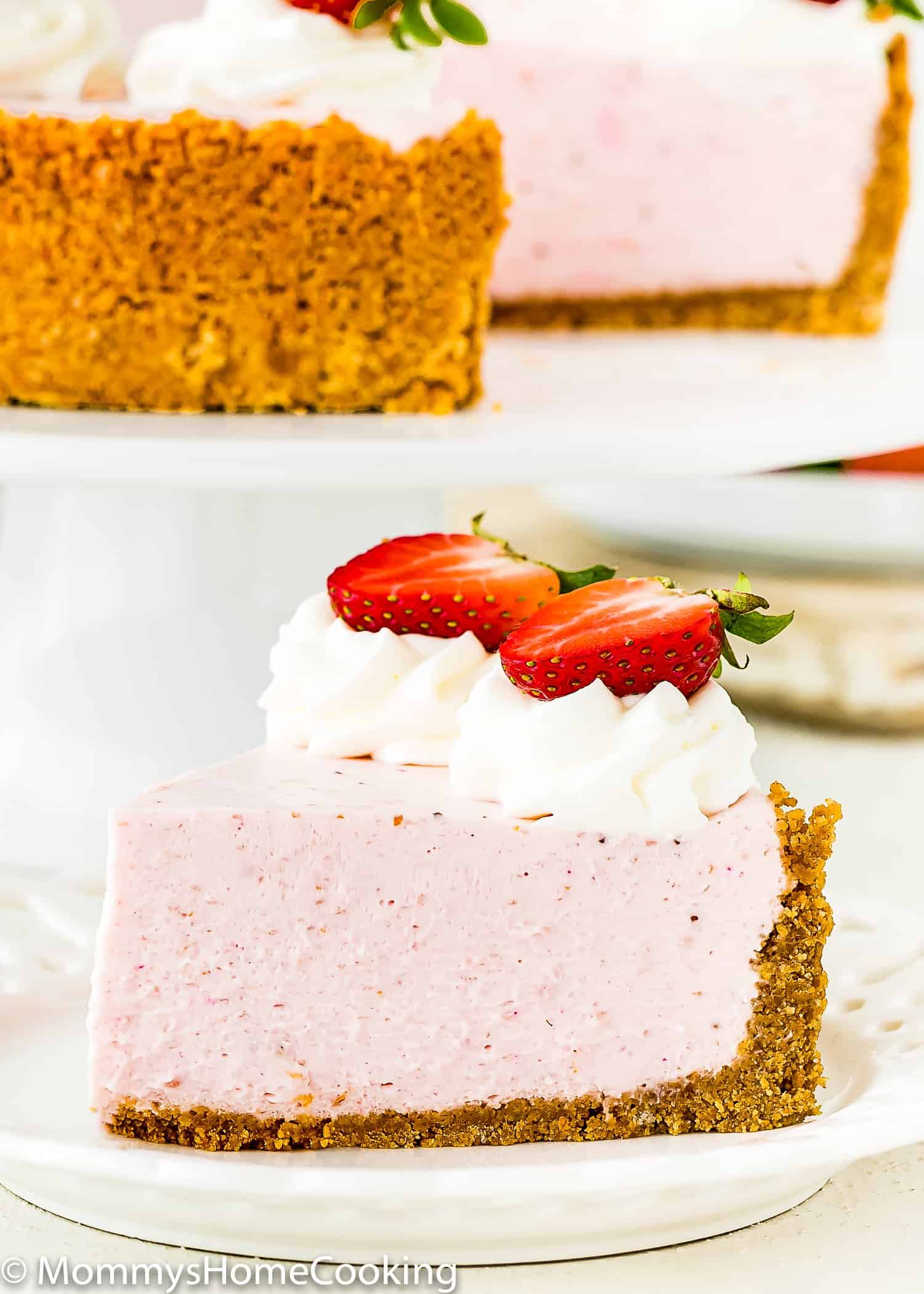 Strawberry Cheesecake slice with graham cracker crust