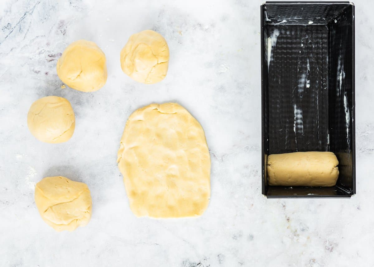 step 1 to make a letter fold egg-free brioche loaf. 