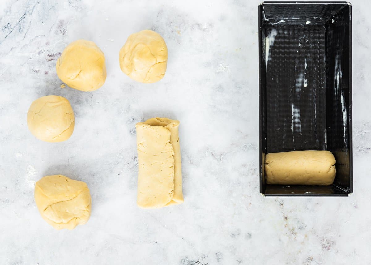 step 4 to make a letter fold egg-free brioche loaf. 