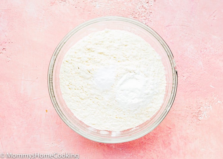flour, baking powder, and salt in a bowl.