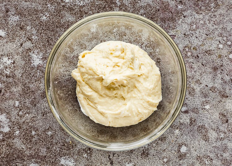 egg-free cake batter in a bowl. 