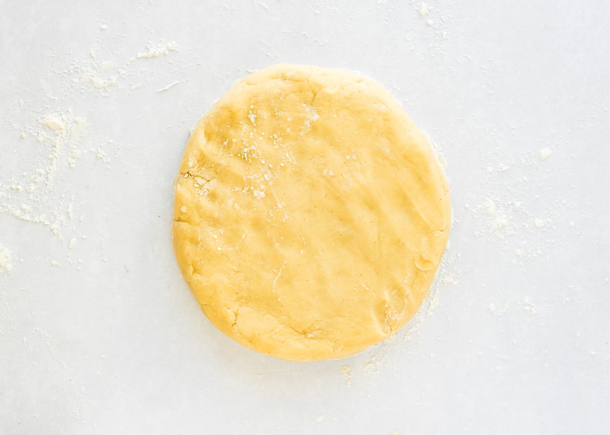 eggless tart dough formed into a disk.