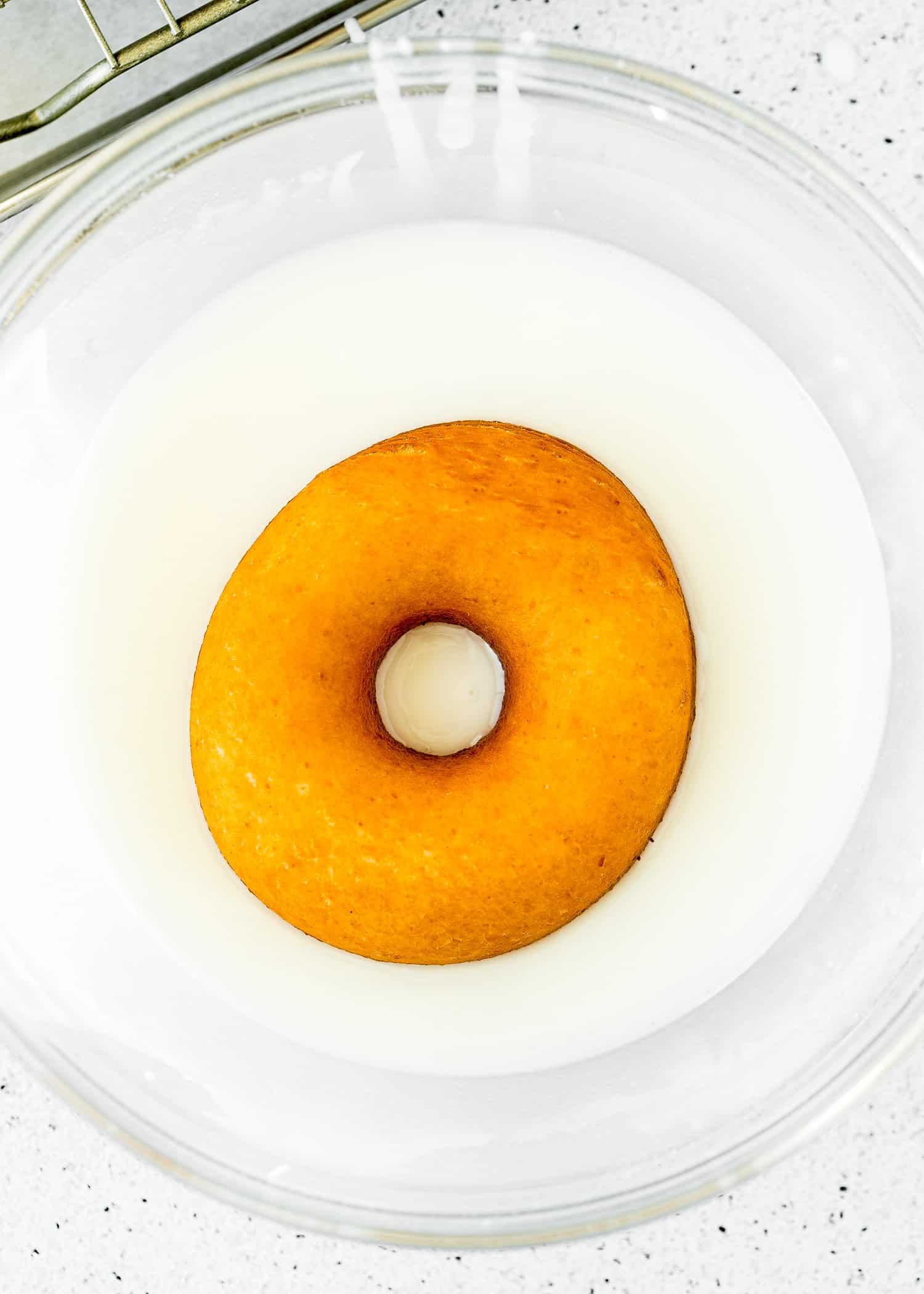 eggless donut in sugar glaze. 