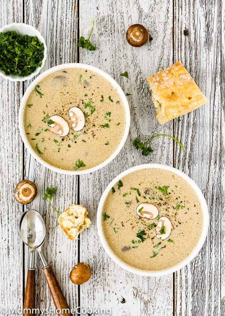 This Mushroom Soup with Roasted Garlic and Marrow Bones is worthy the front page of your kitchen adventure news. It’s rich, hearty, creamy and OH-SO delicious! https://mommyshomecooking.com