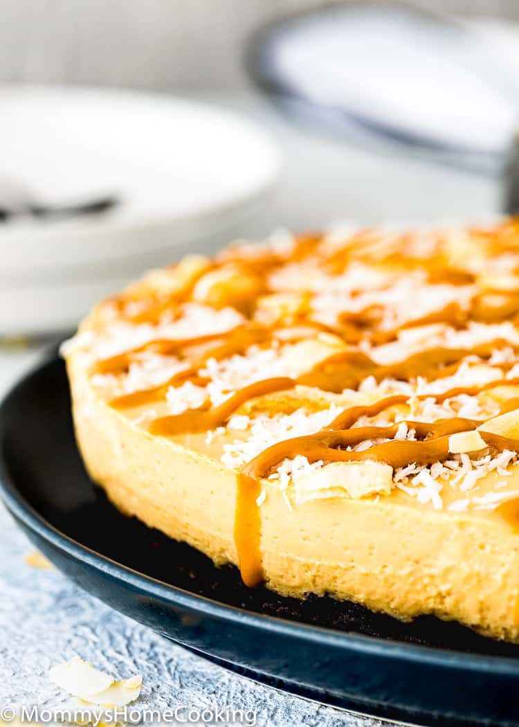 No-Bake Eggless Dulce de Leche Cheesecake with coconut