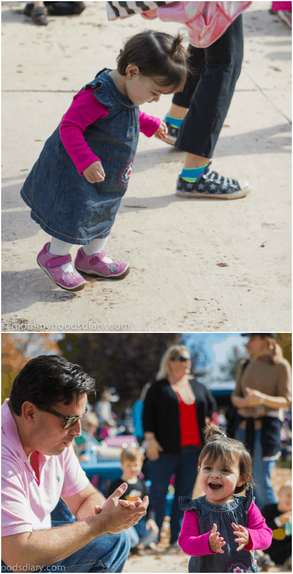 pumpkin picking Collage kid and dad