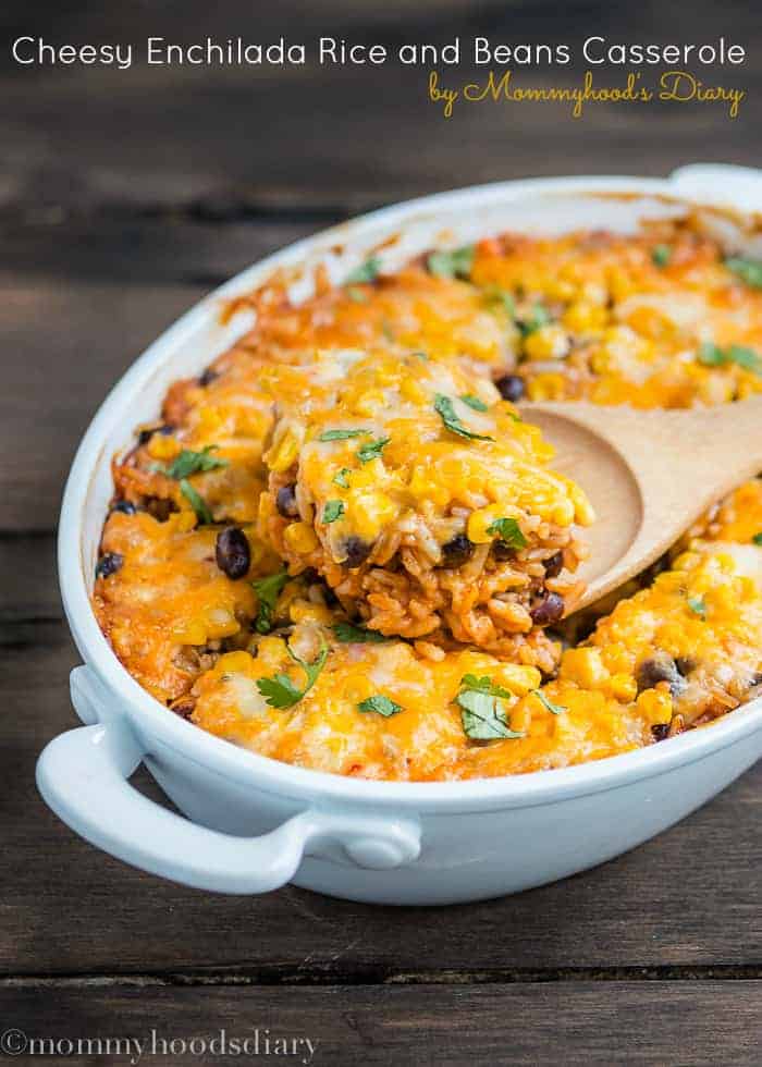 Cheesy Enchilada Rice and Bean Casserole | Mommyhood's Diary