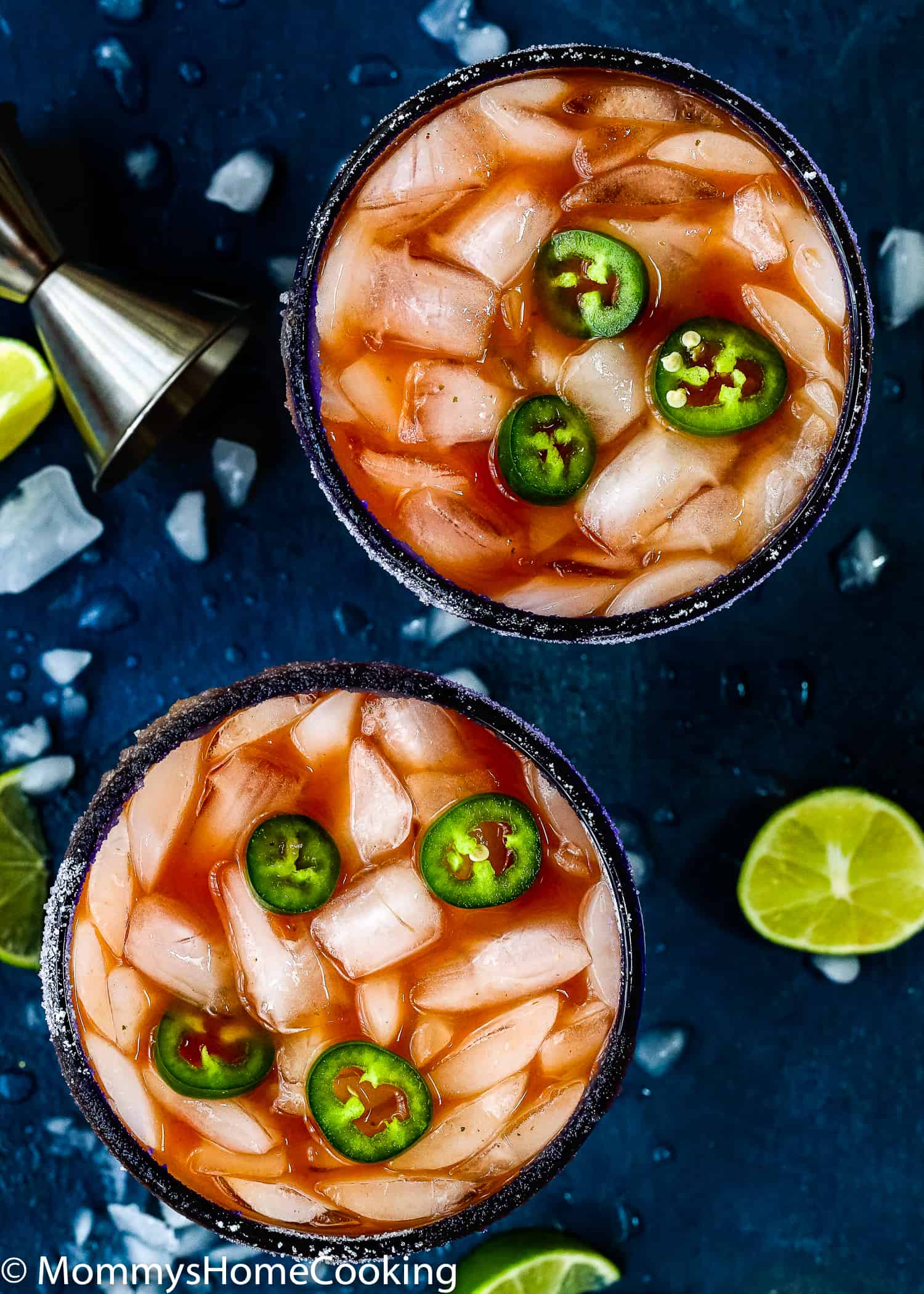 This Spicy Salsa Margarita is boozy, refreshing, citrusy and totally irresistible! This cocktail taste like the perfect combination of a bloody mary and a margarita, all in one sip. Made with fresh salsa, tequila, agave and lime, this delicious and different cocktail will knock your guests' socks off! https://mommyshomecooking.com