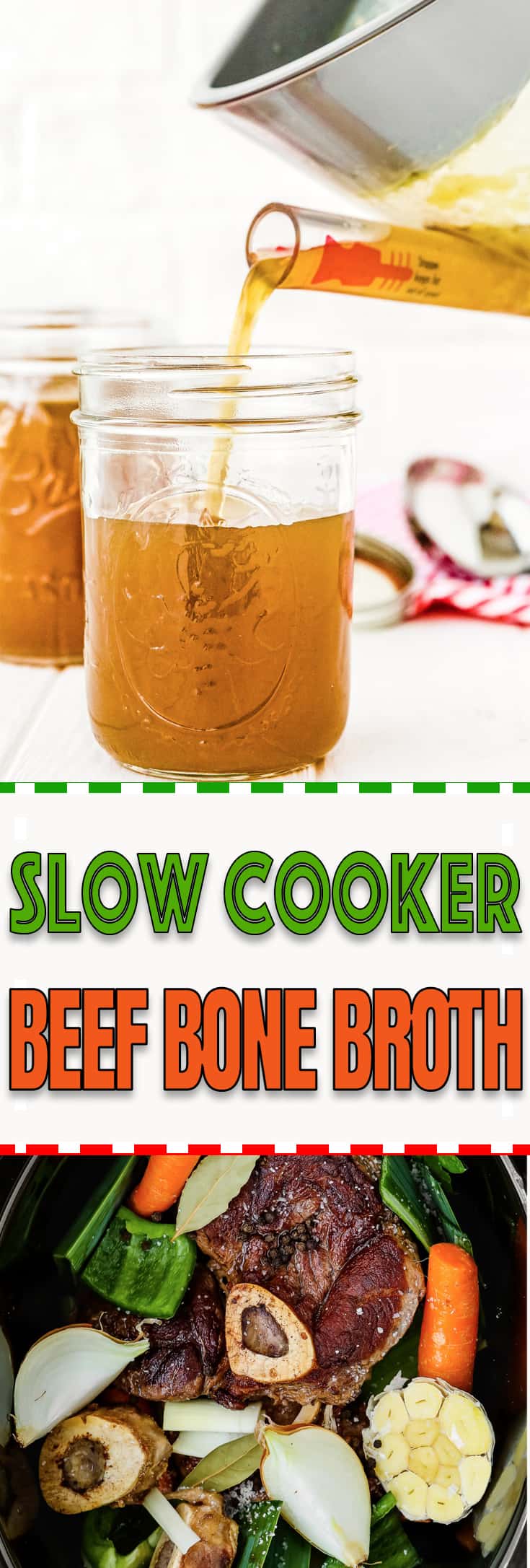 This Slow Cooker Beef Bone Broth is rich in nutrients and super tasty! It's easy to make and it's a money saver, too. Enjoy it on its own or use it to make your favorite stew, soup, and many other dishes. https://mommyshomecooking.com