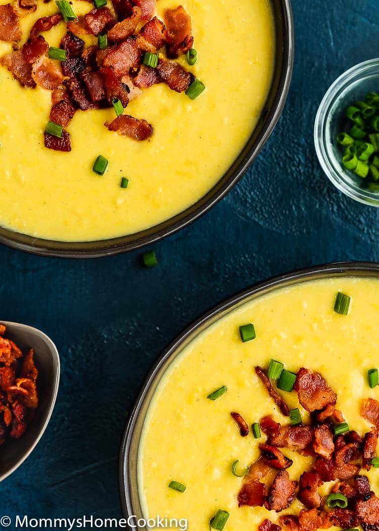 This Slow Cooker Creamy Corn Soup is sweet, creamy, delicious and soul-warming! Made with just a few basic ingredients this soup can be cooked in the slow cooker or the pressure cooker. So easy to put together. https://mommyshomecooking.com