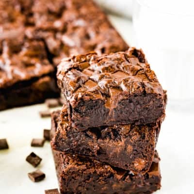 Fudgy Brownies without Eggs stack.