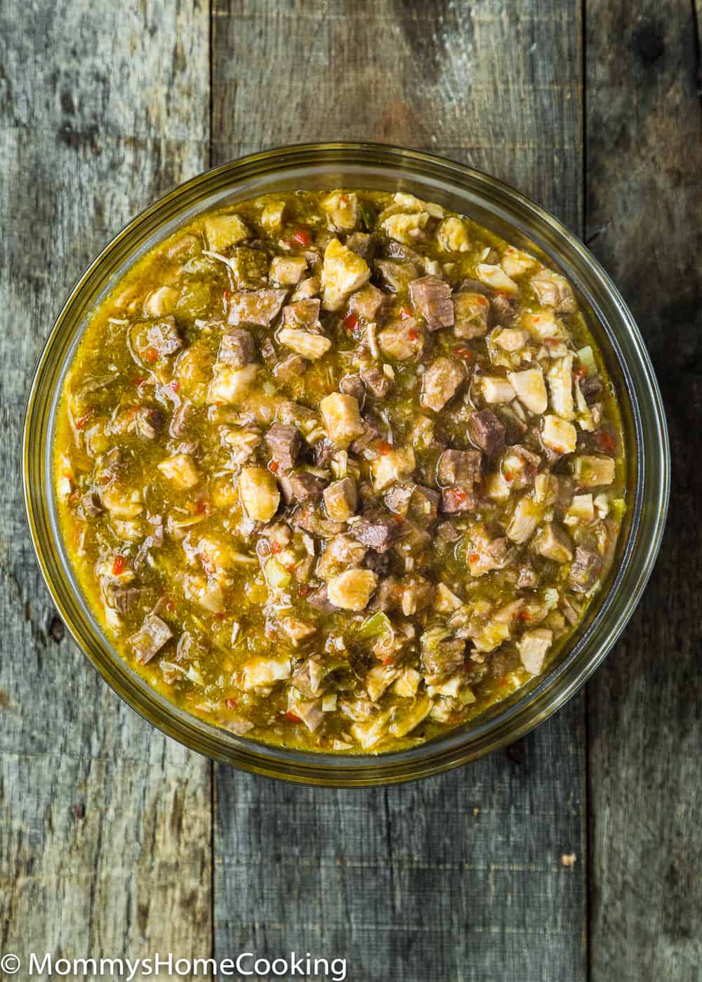 Venezuelan Guiso for Hallacas in a bowl.