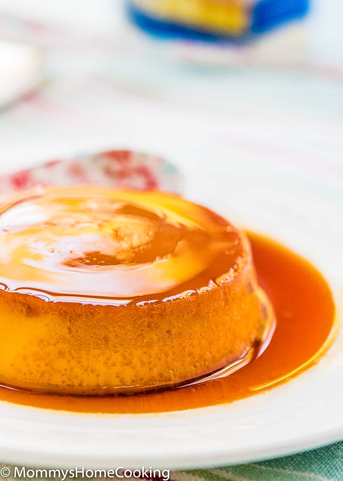 closeup of a venezuelan quesillo with caramel sauce