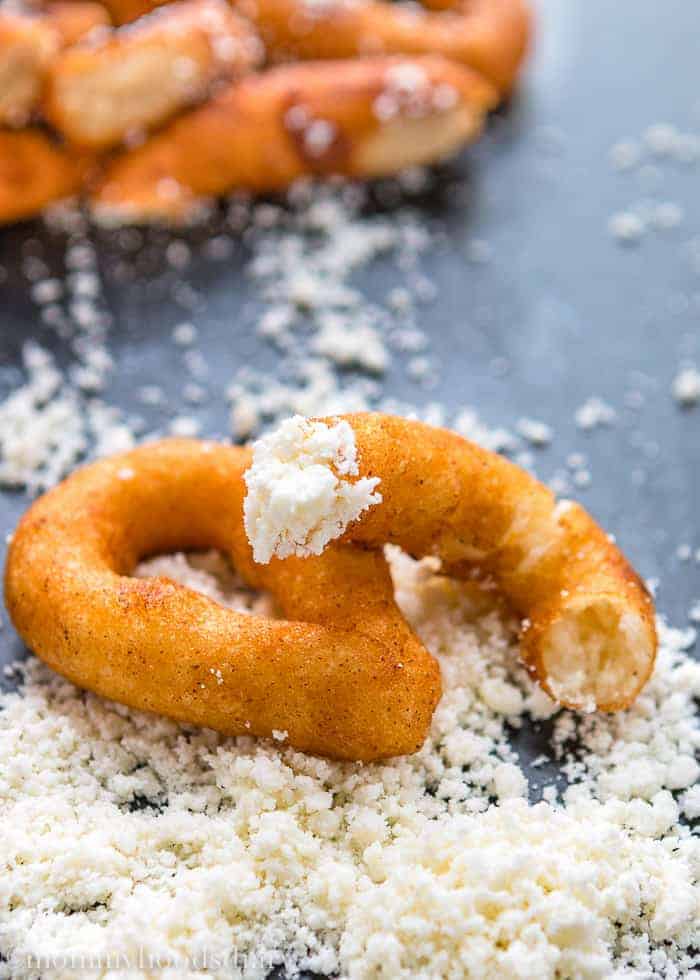 Venezuelan Sweet Corn Fritters Mandocas with white cheese